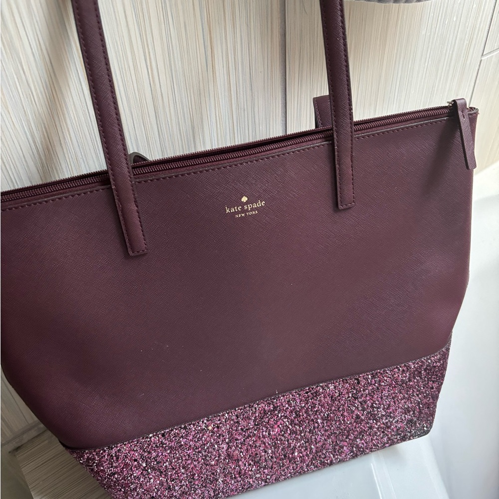 Kate Spade Plum and Pink Glitter Tote